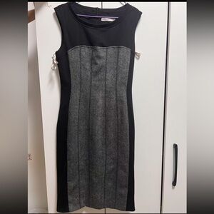 Karen Millen Black and Gray Midi Dress